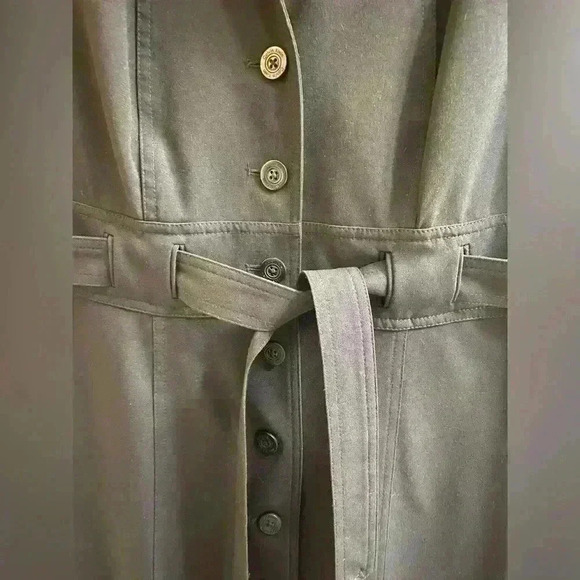 Calvin Klein Button Down Cap Sleeves stand collar  Belted Black Career Dress - Picture 4 of 12